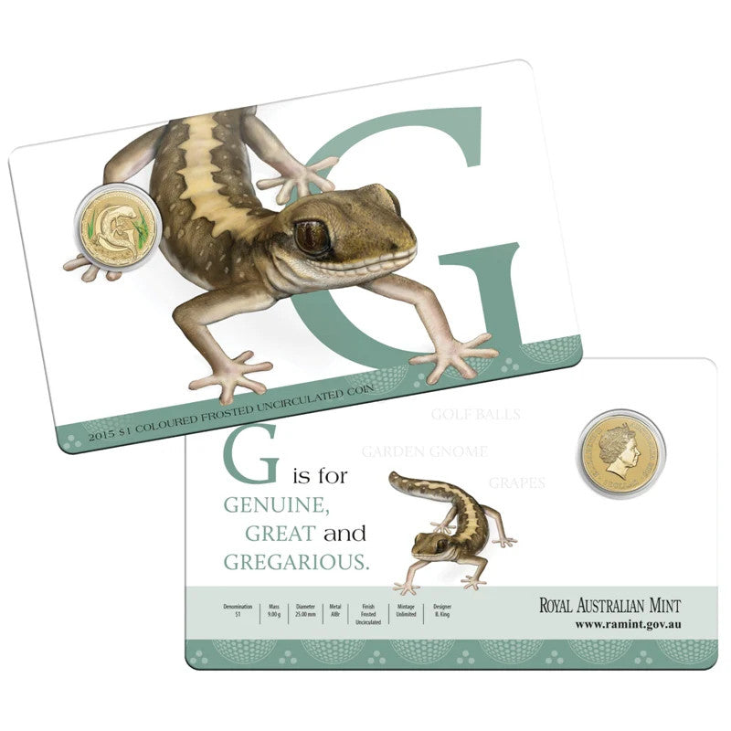 2015 $1 Coloured Frosted Uncirculated Coin Letter "G"