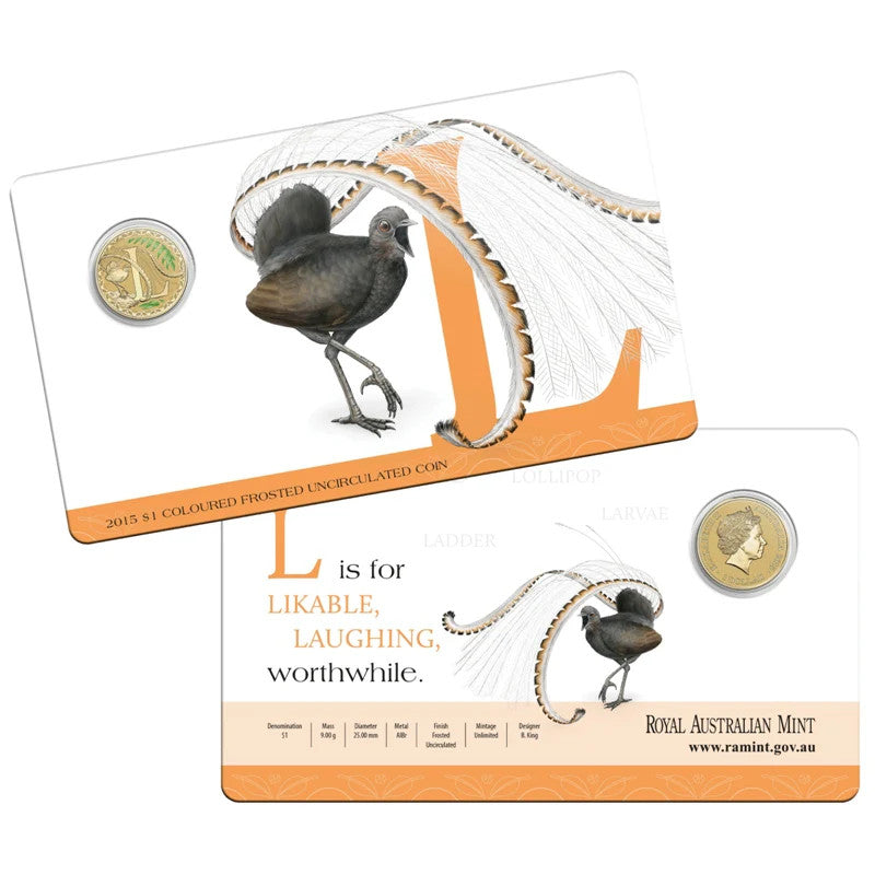 2015 $1 Coloured Frosted Uncirculated Coin Letter "L"