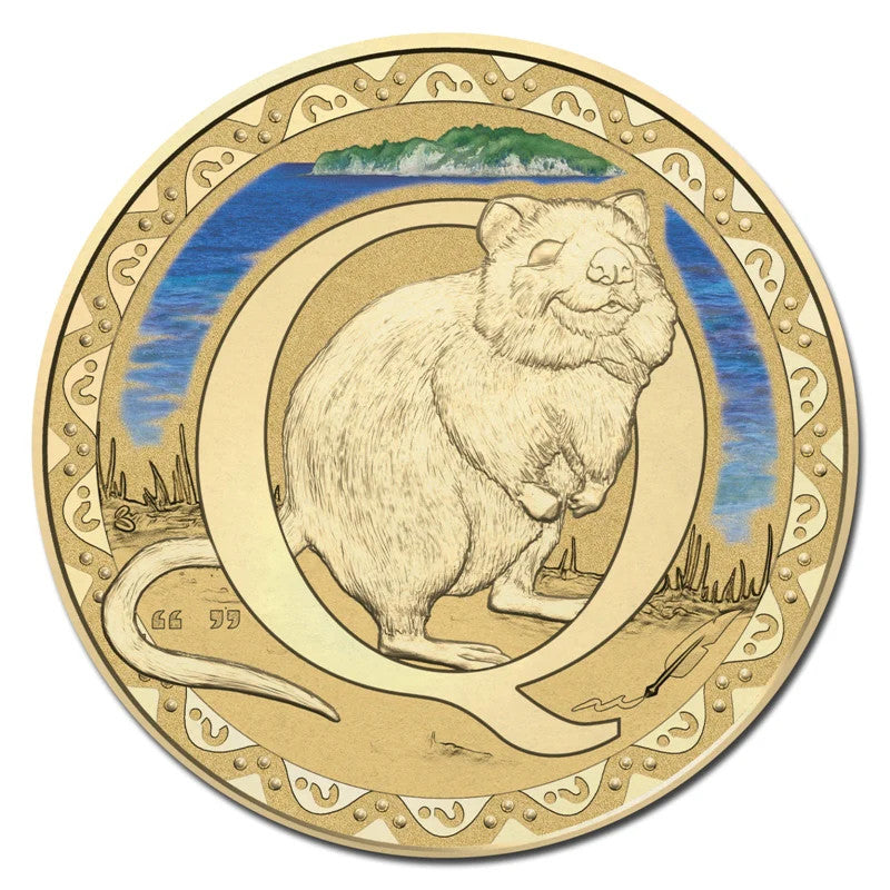 2015 $1 Coloured Frosted Uncirculated Coin Letter "Q"