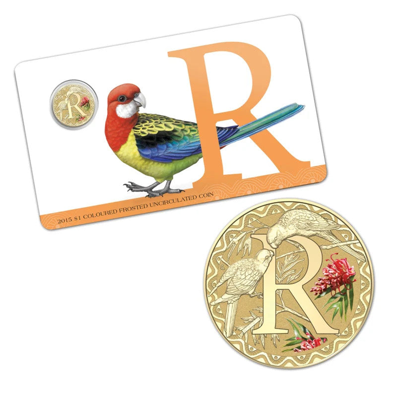 2015 $1 Coloured Frosted Uncirculated Coin Letter "R"