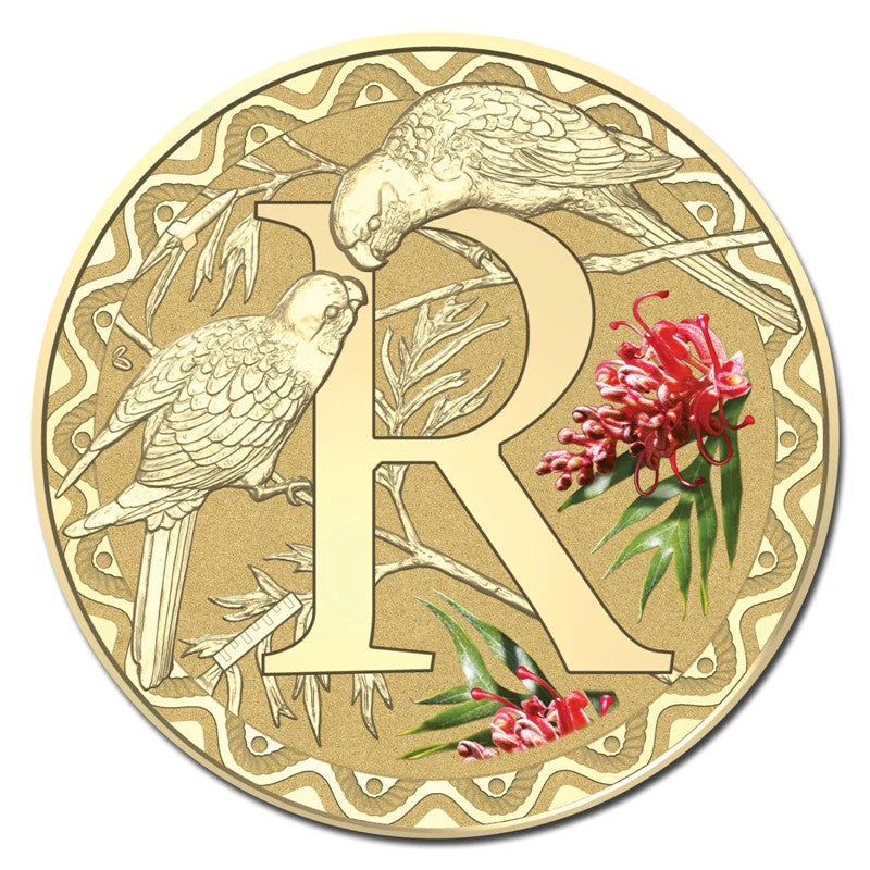 2015 $1 Coloured Frosted Uncirculated Coin Letter "R"