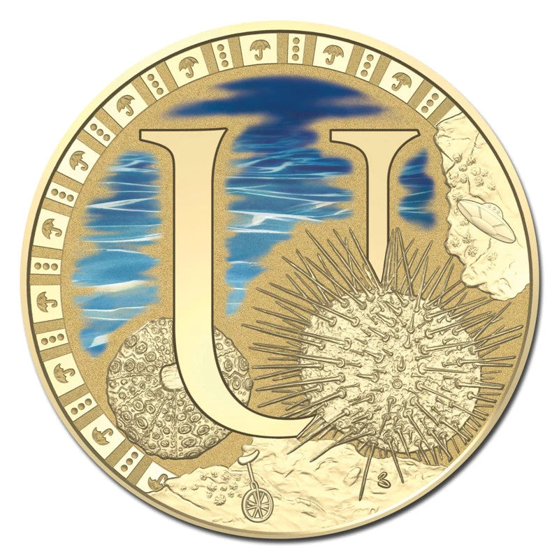 2015 $1 Coloured Frosted Uncirculated Coin Letter "U"