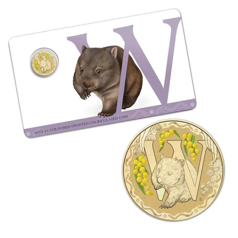2015 $1 Coloured Frosted Uncirculated Coin Letter "W"