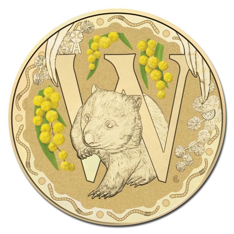 2015 $1 Coloured Frosted Uncirculated Coin Letter "W"