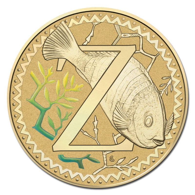 2015 $1 Coloured Frosted Uncirculated Coin Letter "Z"