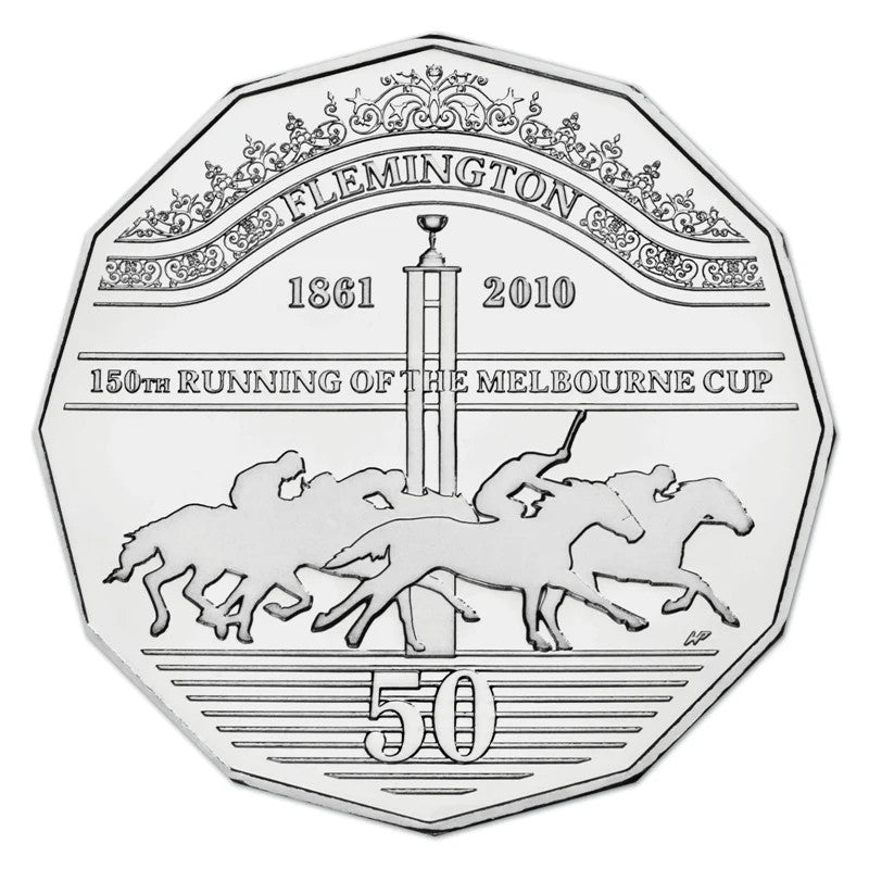 2010 150th Running of Melbourne Cup 50 Cent Coin in card