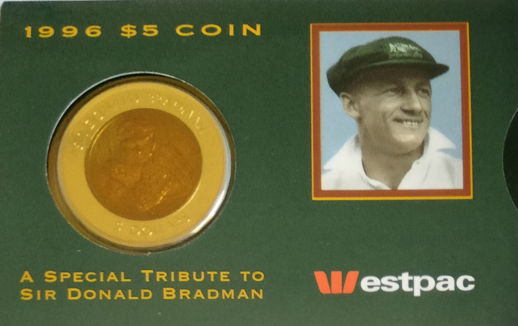 1996 Sir Donald Bradman $5 Bimetal Uncirculated Coin