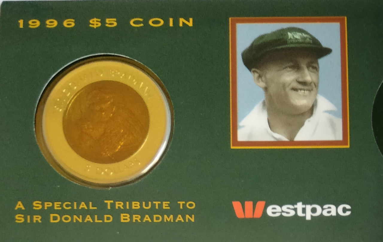 1996 Sir Donald Bradman $5 Bimetal Uncirculated Coin