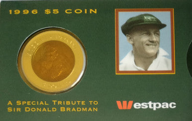 1996 Sir Donald Bradman $5 Bimetal Uncirculated Coin