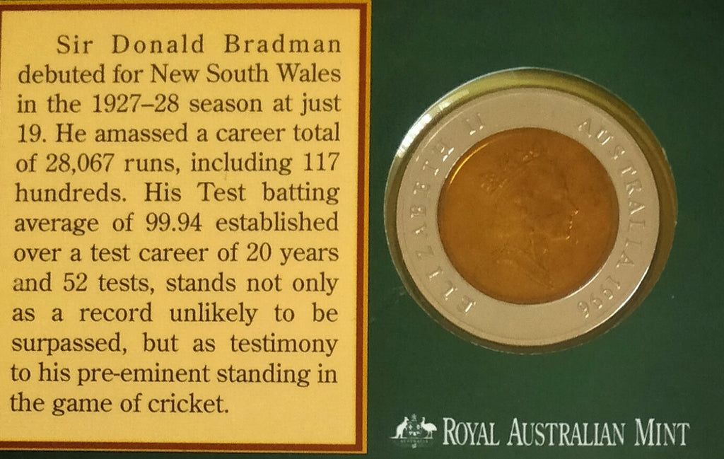1996 Sir Donald Bradman $5 Bimetal Uncirculated Coin
