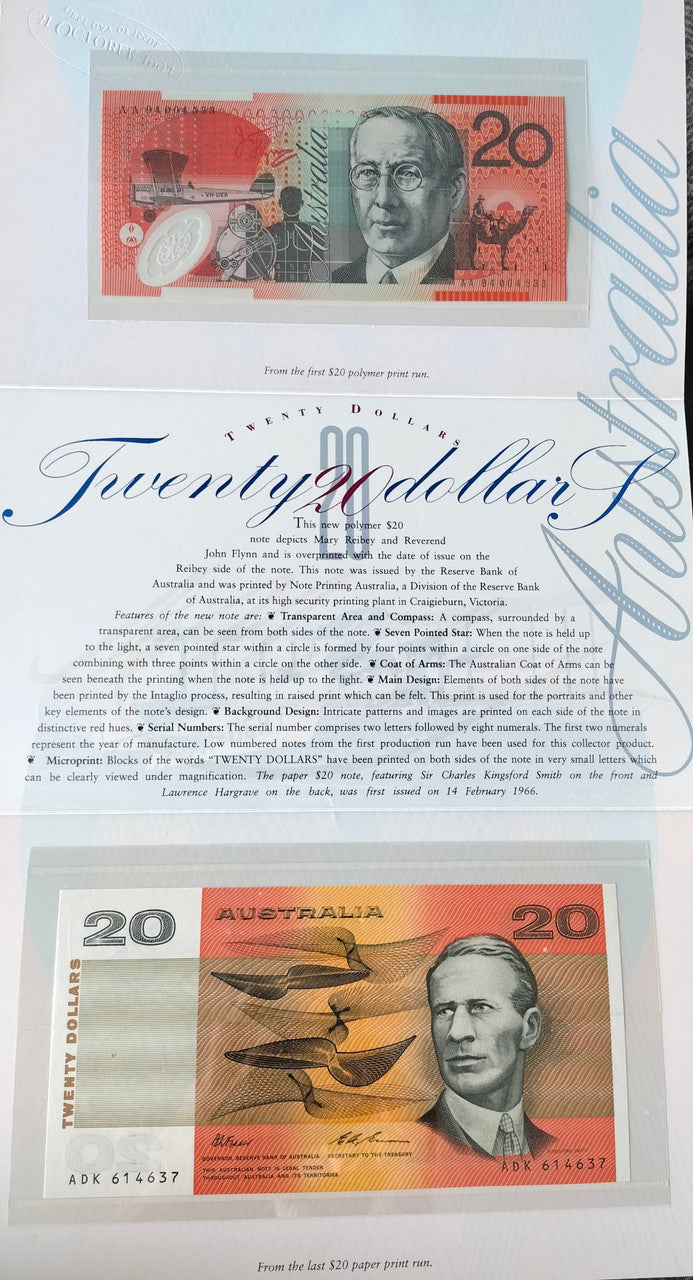 1994 NPA folder $20 - First Day of Issue Embossed 2 Notes