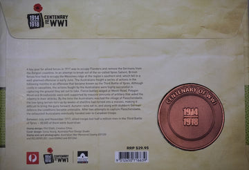 2017 Centenary of WWI Third Battle of Ypres Stamp and Medallion Cover