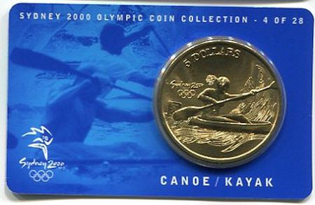 2000 $5 Sydney Olympics Carded Coin – Canoe/Kayak 4 Of 28