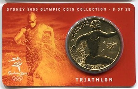 2000 $5 Sydney Olympics Carded Coin – Triathlon 8 Of 28