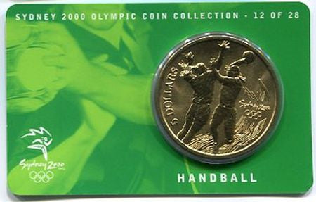 2000 $5 Sydney Olympics Carded Coin – Handball 12 Of 28
