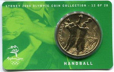 2000 $5 Sydney Olympics Carded Coin – Handball 12 Of 28