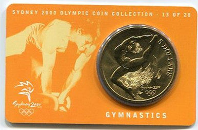2000 $5 Sydney Olympics Carded Coin – Gymnastics 13 Of 28