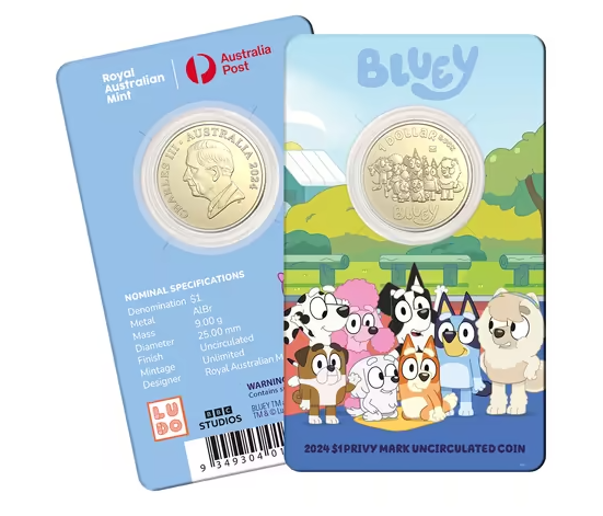 2024 $1 Bluey, Bingo and Friends Privy Mark Coin in Card