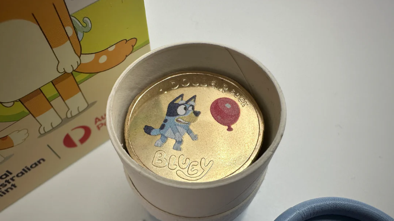 2024 $1 Bluey – Tube and Folder Set with Coloured Bluey Coin (OPENED)
