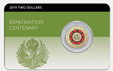 2019 Repatriation Centenary $2 Coin in card