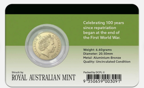 2019 Repatriation Centenary $2 Coin in card