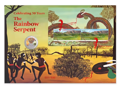 50th Anniversary of The Rainbow Serpent 20c Coloured Uncirculated Limited Edition PNC