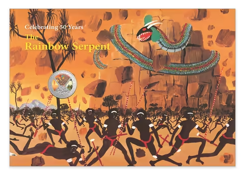 50th Anniversary of The Rainbow Serpent 20c Coloured Uncirculated Limited Edition PNC