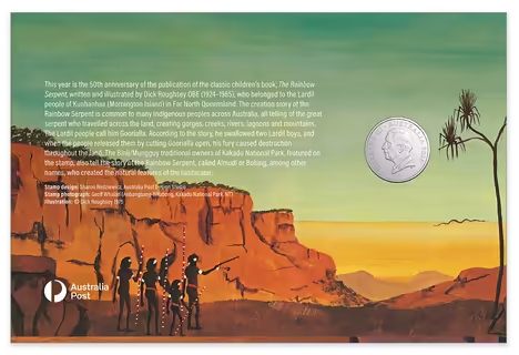 50th Anniversary of The Rainbow Serpent 20c Coloured Uncirculated Limited Edition PNC