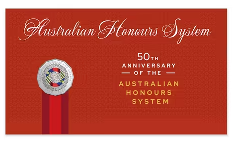 50th Anniversary of Australian Honours System Limited Edition Coin and Mini-sheet PNC