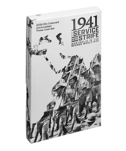 2026 1941: Service Amid Strife 20 Cent Coloured Uncirculated 3 Coin Set
