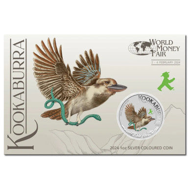 2024 World Money Fair - Kookaburra 1oz Silver coloured coin