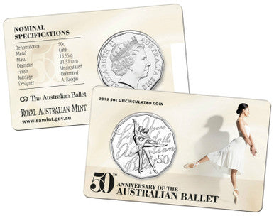 2012 50th Anniversary of Australian Ballet - 50 Cent coin in card
