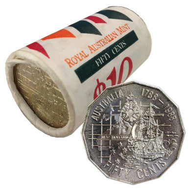 1988 50 Cent First Fleet Bi-centenary RAM roll