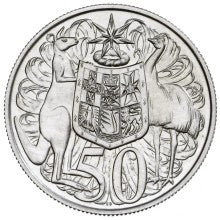 5 X 1966 Round 50 cent Circulated Coins - 80% Silver
