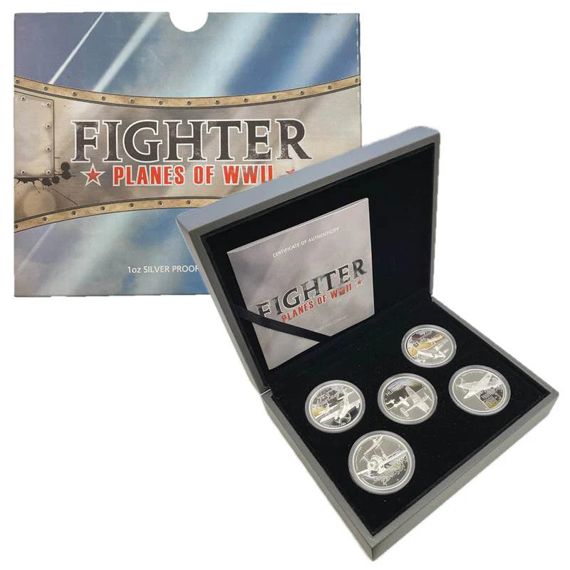 2008 Fighter Planes of WWII Silver Proof 5 Coin set