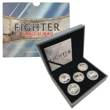 2008 Fighter Planes of WWII Silver Proof 5 Coin set
