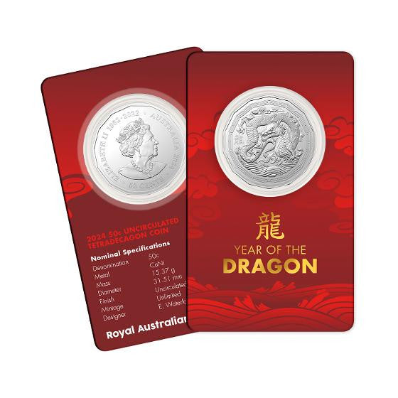 2024 Lunar Calendar New Year of the Dragon 50cTetra  Decagon Uncirculated Coin