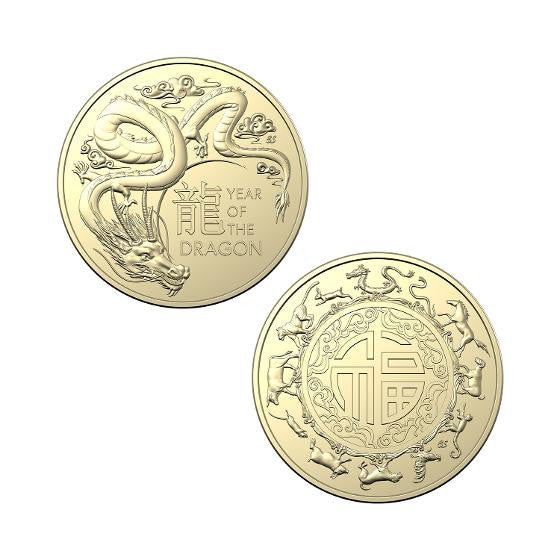 2024 Lunar Calendar New Year of the Dragon $1 Uncirculated 2 Coin Set