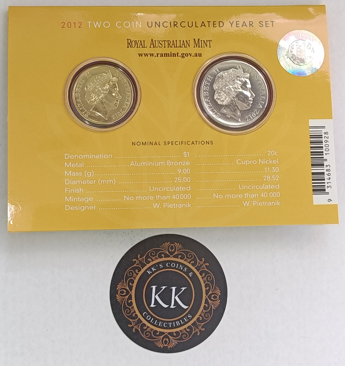 Australia 2012 2 Coin Mint Set Australian Wheat Fields of Gold