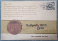 2015 Gallipoli 1915 Centenary of WWI Stamp and Medallion Cover