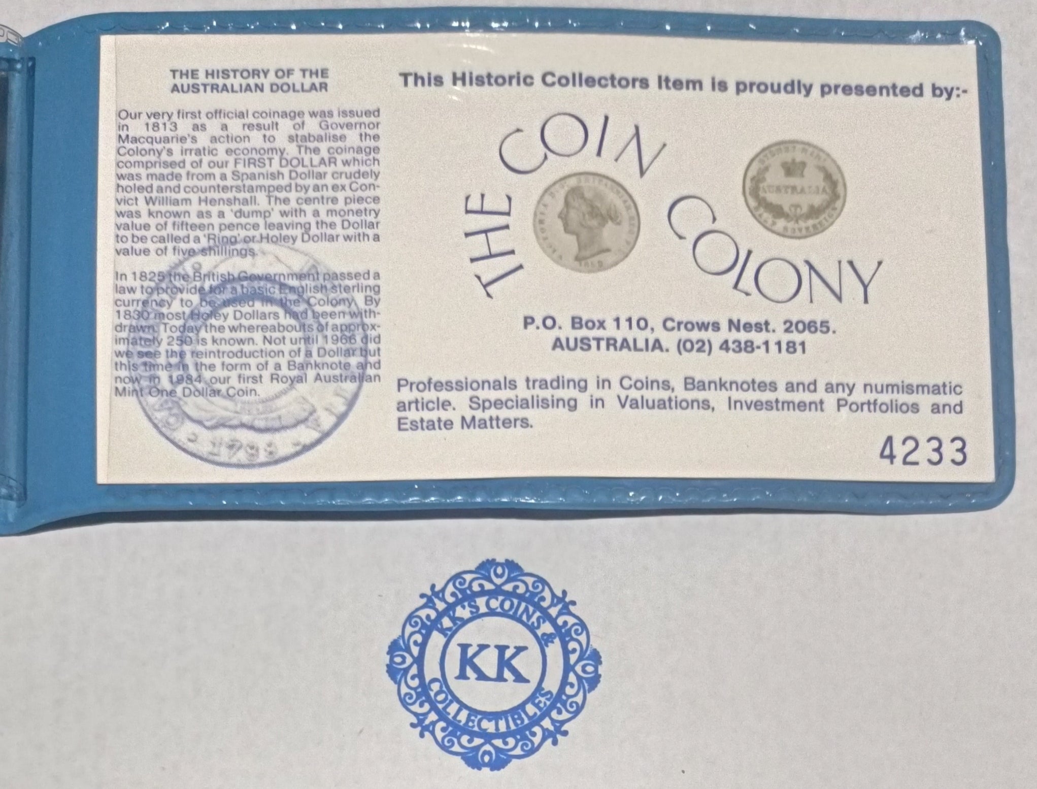 1984 First $1 Coin & Last $1 Banknote Folder #4233