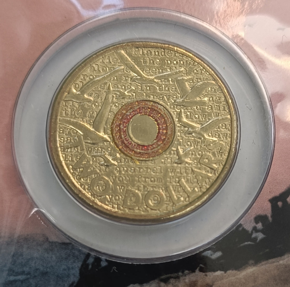 2015 $2 Flanders Fields Remembrance Coloured Uncirculated Coin on Card