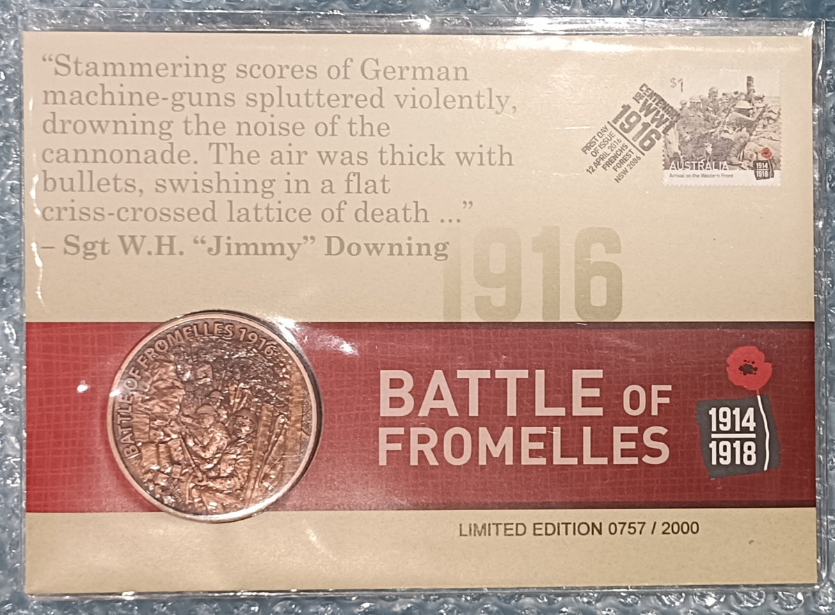 2016 Battle of Fromelles 1916 Stamp and Medallion Cover