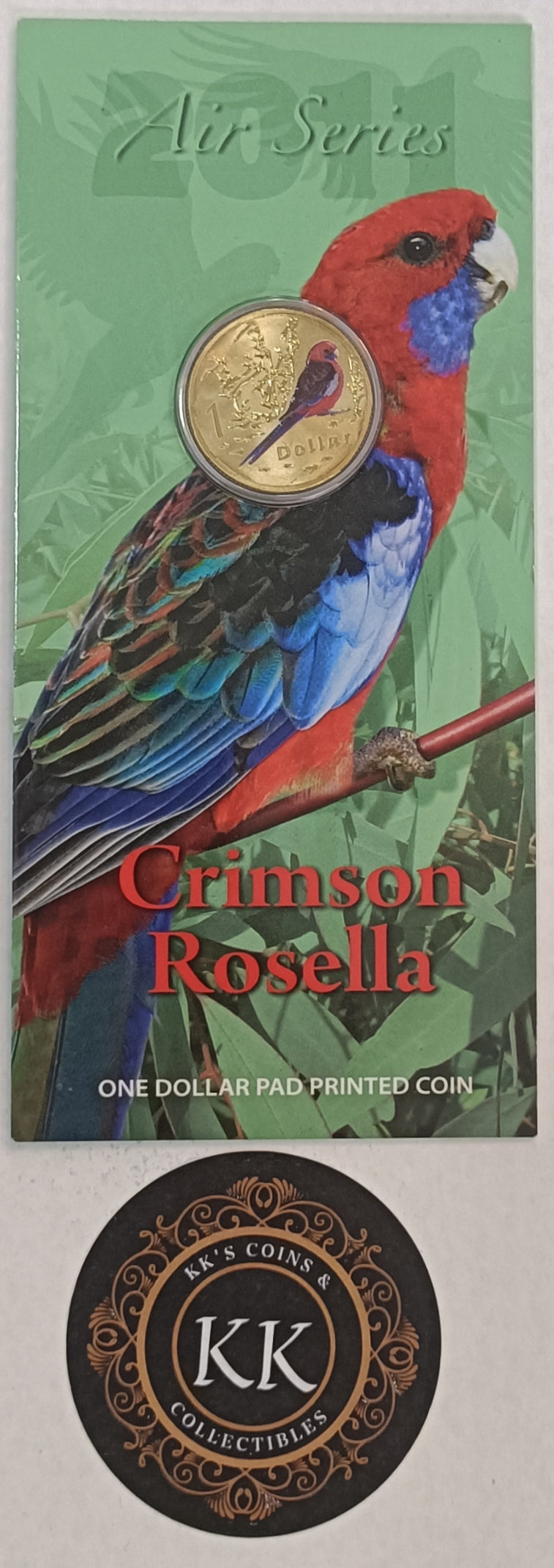 2011 $1 Air Series - Crimson Rosella Uncirculated Coin on Card