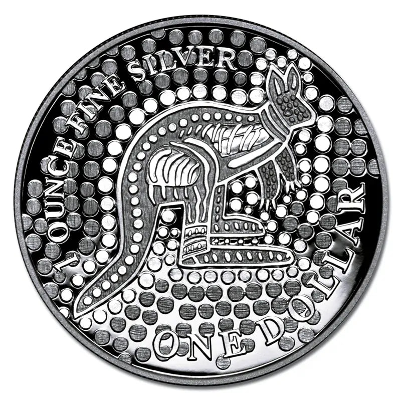 2001 Silver 1 Dollar Proof Coin Kangaroo Aboriginal Dreaming