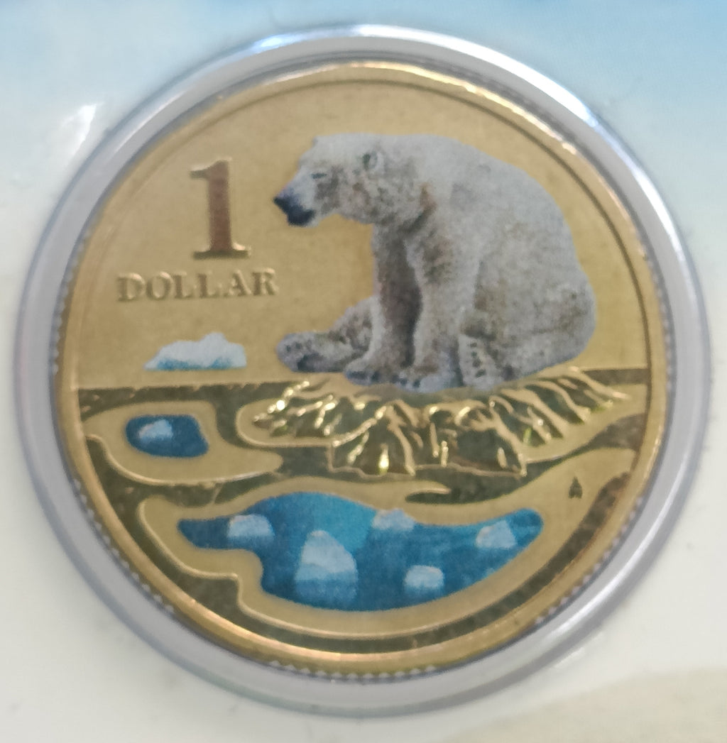 2013 $1 Polar Animals - Polar Bear Uncirculated Coin on Card
