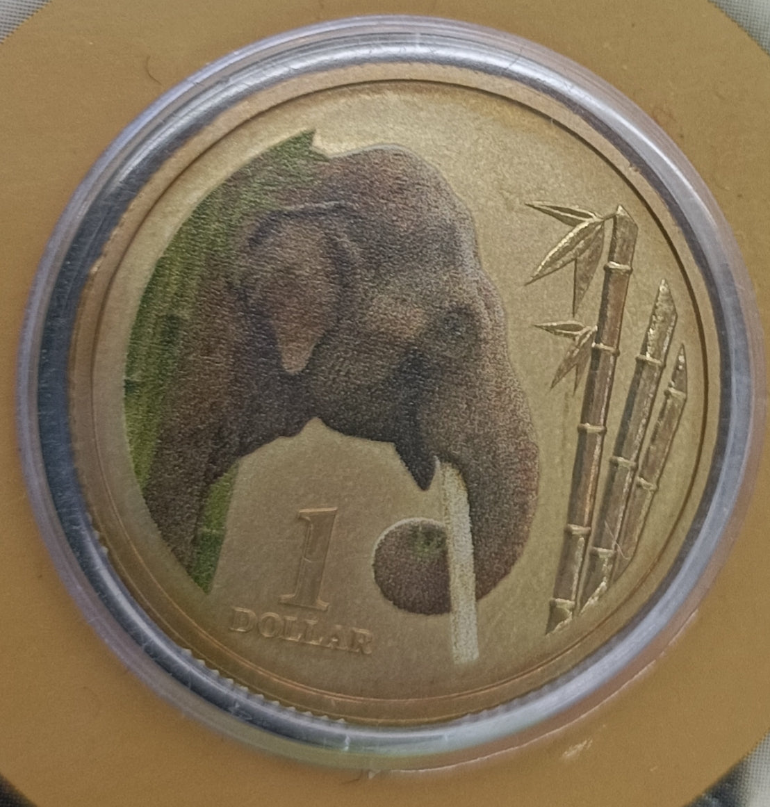 2012 $1 Animals of The Zoo - Asian Elephant Uncirculated Coin on Card