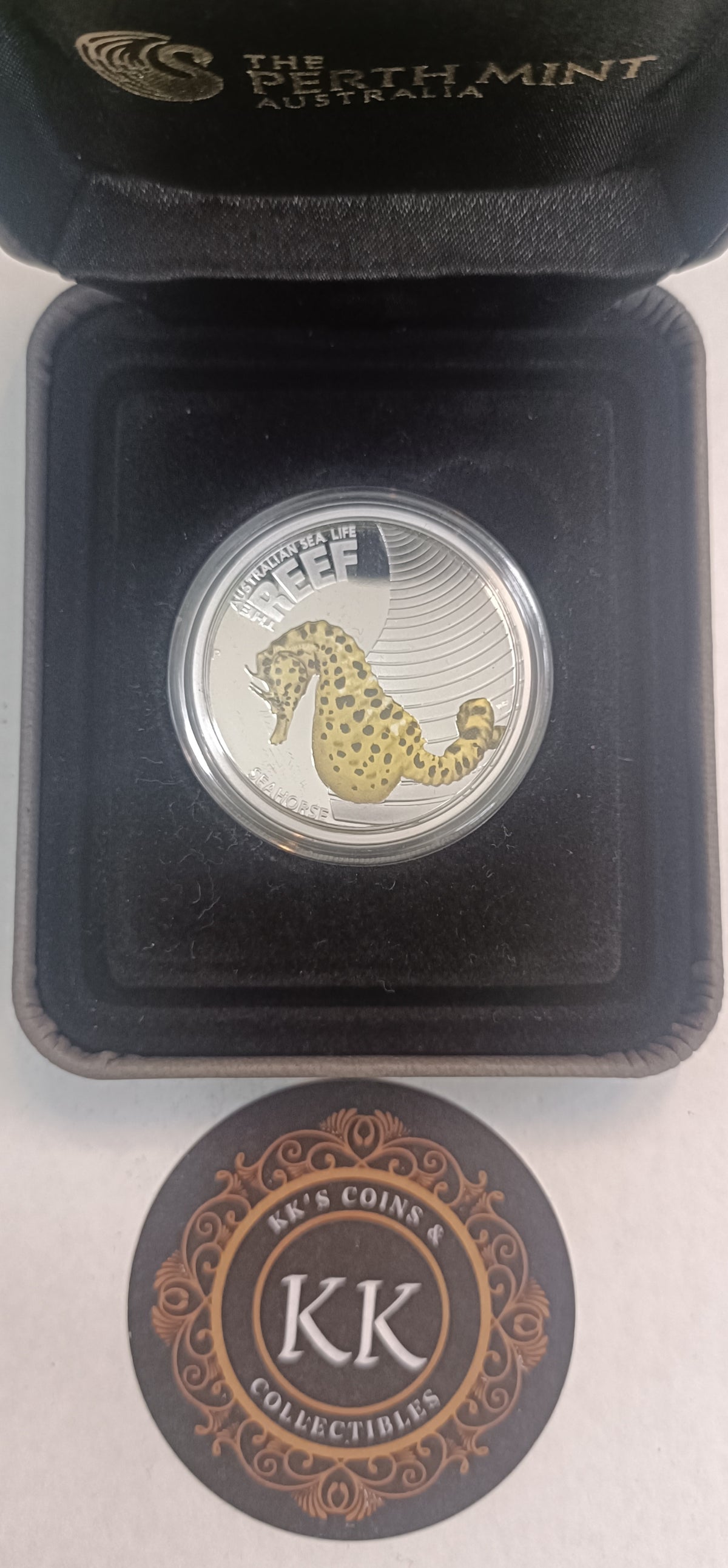2010 50c Australian Sea Life The Reef - Seahorse - 1/2oz Silver Coloured Proof Coin