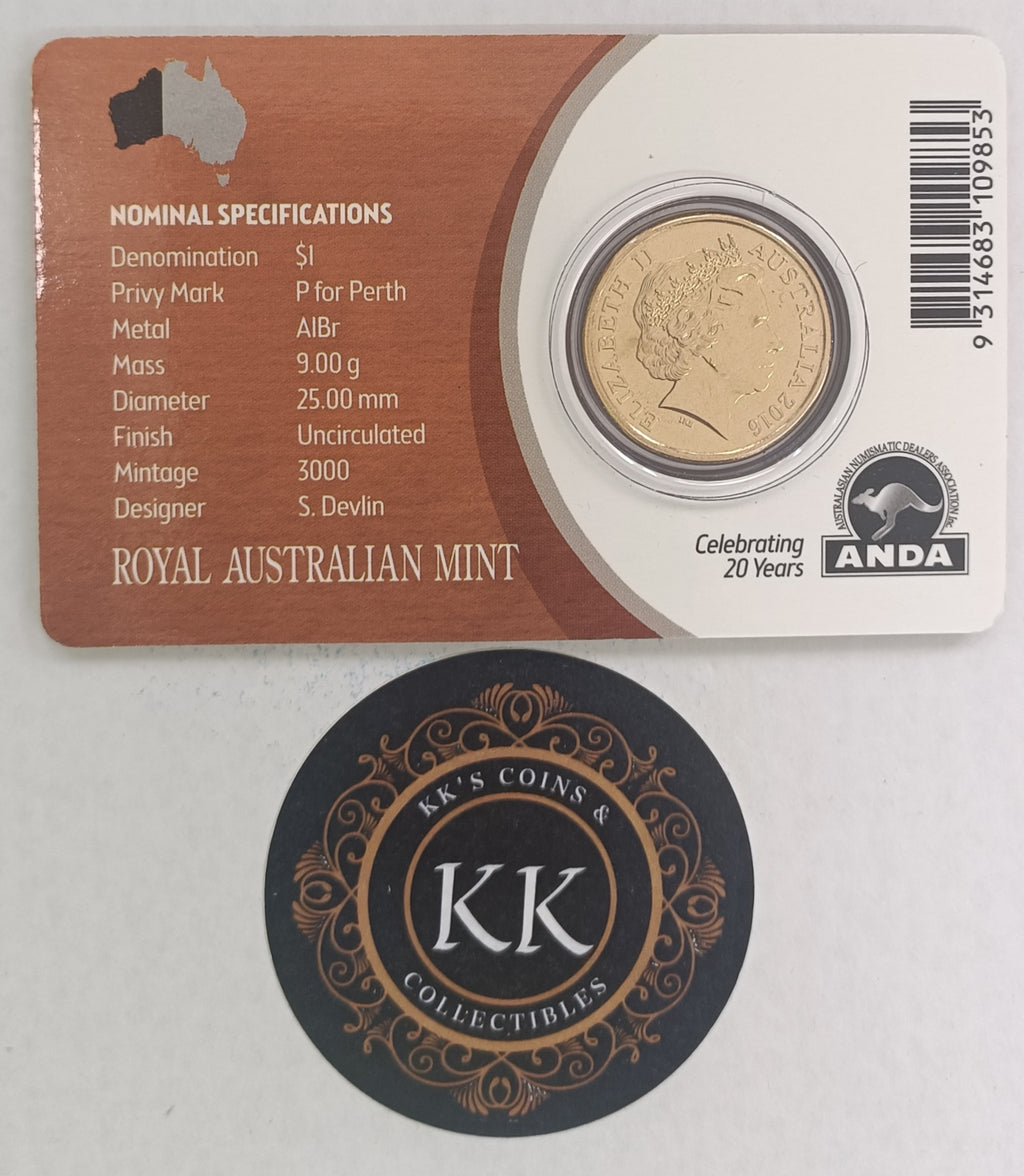 2016 $1 'P' Privy Mark Uncirculated Coin. ANDA Perth Show.