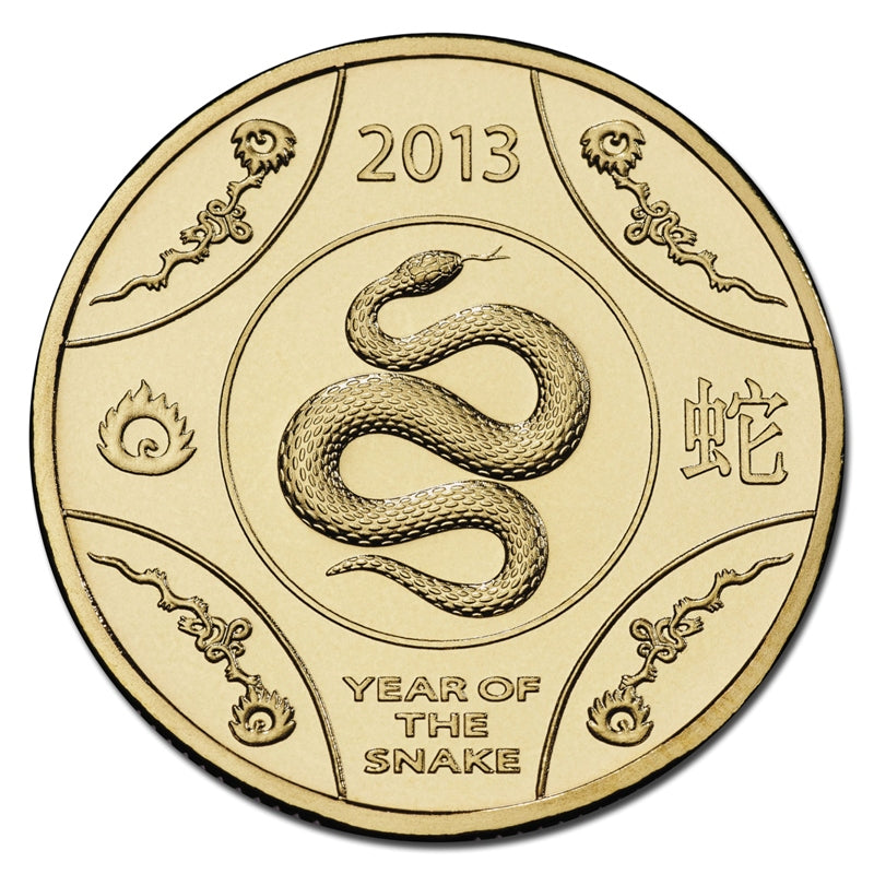 2013 $1, 1 Dollar Lunar Year of the Snake Uncirculated Coin on Card